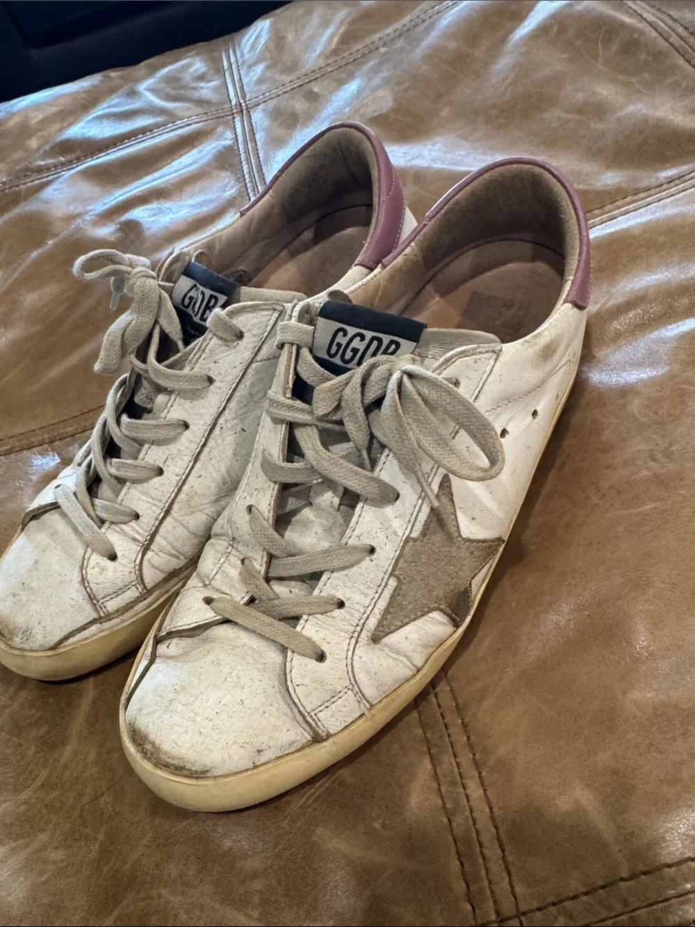 Golden Goose White Sneakers with Beige Star and Pink Heel 40 US10 - Picture 4 of 10